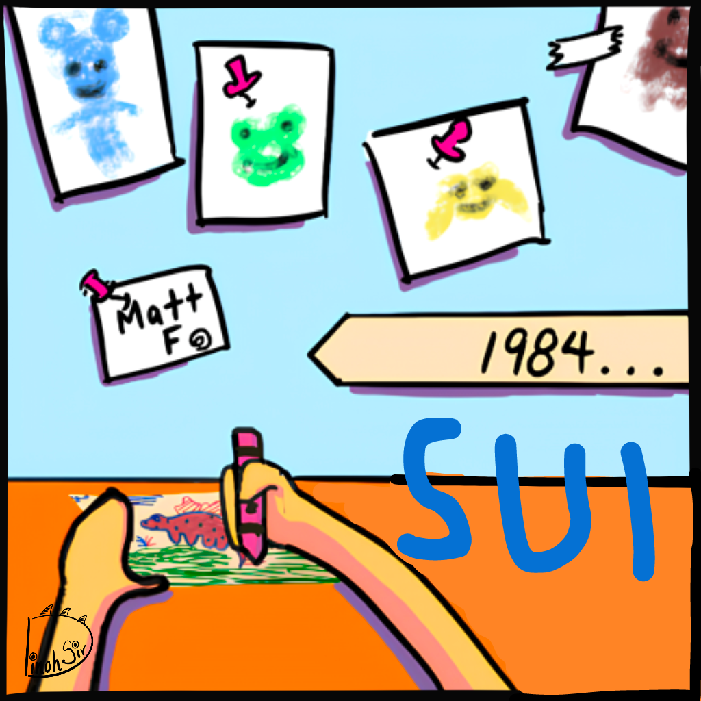 digital adaptation of Matt Furie drawing Spike in his room